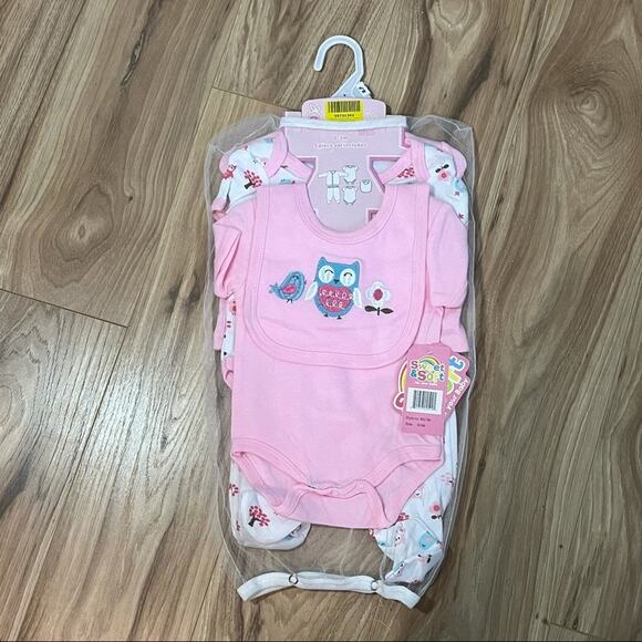 NWT Sweet & Soft Pink & White Owl 5 Piece Layette Set 0-3 Months - Picture 16 of 16